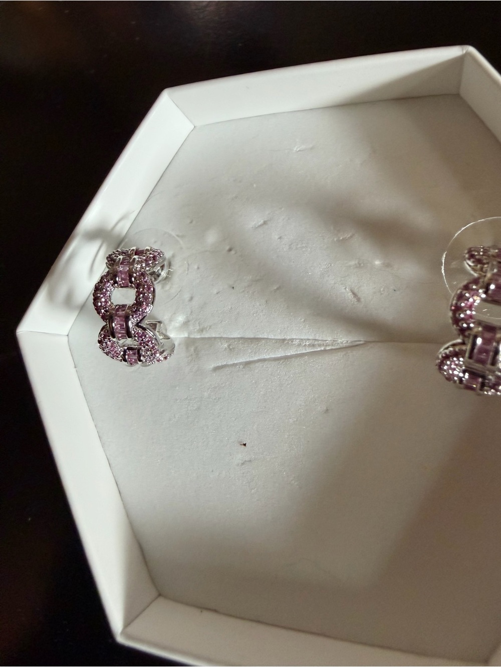 Rose Quartz on Rhodium Boops - Picture 2 of 3